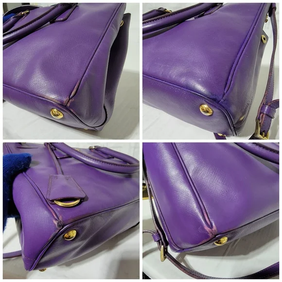 Prada Saffiano Leather Small Galleria Double Zip Tote Satchel Bag Purple - Picture 14 of 15